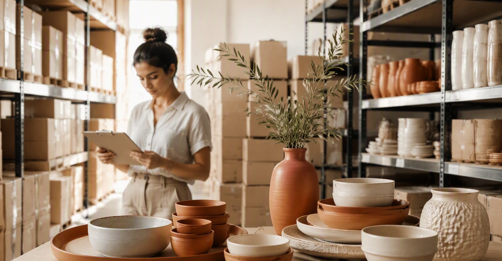 Organised warehouse of sourced goods